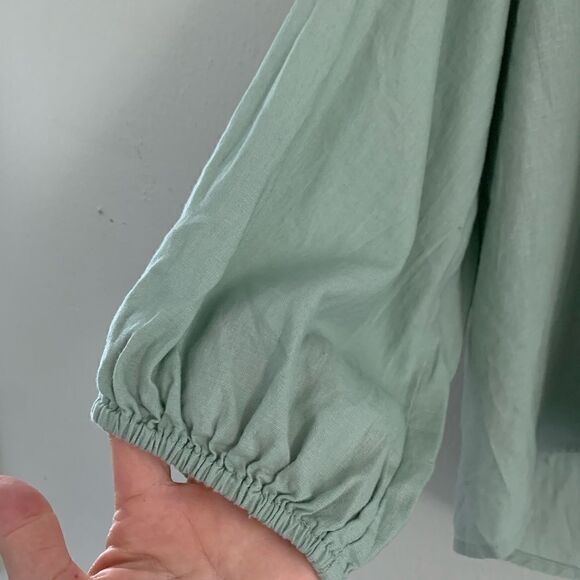 A New Day linen blend light green high-low peasant blouse size XS - Picture 3 of 6